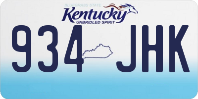 KY license plate 934JHK