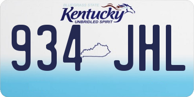 KY license plate 934JHL
