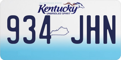 KY license plate 934JHN