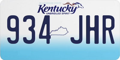 KY license plate 934JHR