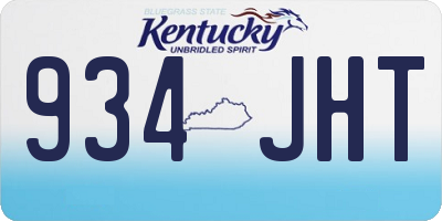 KY license plate 934JHT