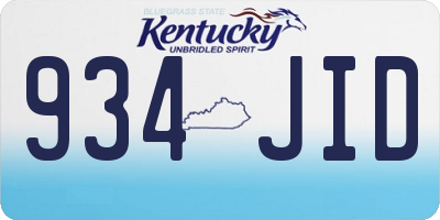 KY license plate 934JID
