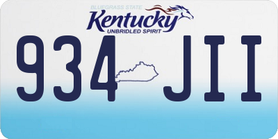 KY license plate 934JII