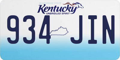 KY license plate 934JIN