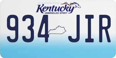 KY license plate 934JIR
