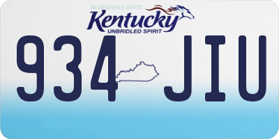 KY license plate 934JIU