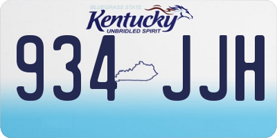 KY license plate 934JJH