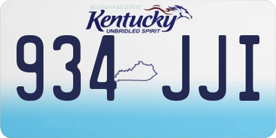 KY license plate 934JJI
