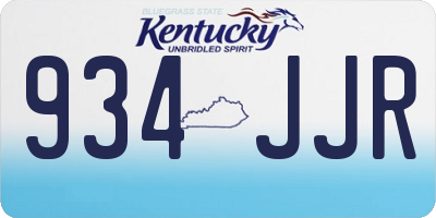 KY license plate 934JJR