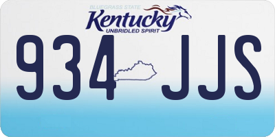 KY license plate 934JJS