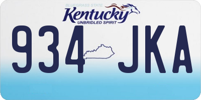 KY license plate 934JKA