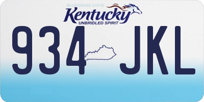 KY license plate 934JKL