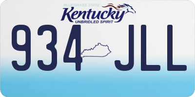 KY license plate 934JLL