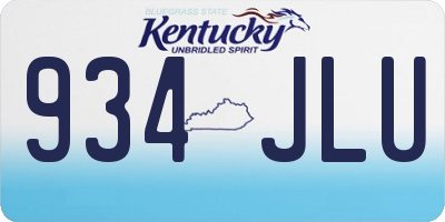 KY license plate 934JLU