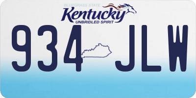 KY license plate 934JLW