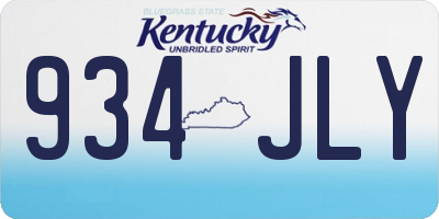 KY license plate 934JLY