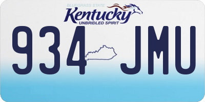 KY license plate 934JMU