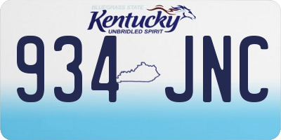 KY license plate 934JNC