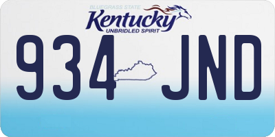 KY license plate 934JND