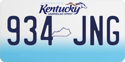 KY license plate 934JNG