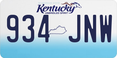 KY license plate 934JNW