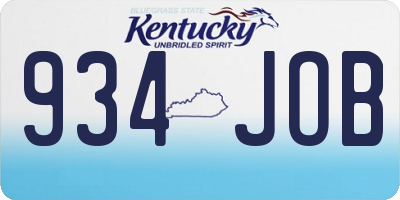 KY license plate 934JOB