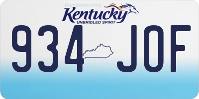 KY license plate 934JOF