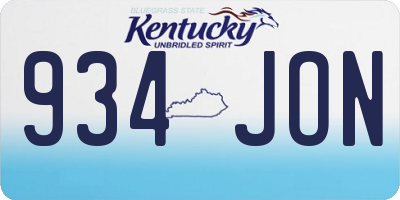 KY license plate 934JON