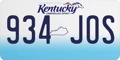 KY license plate 934JOS