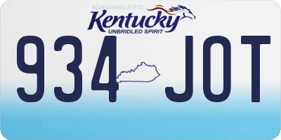 KY license plate 934JOT