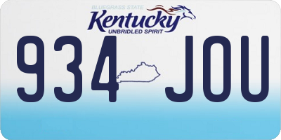 KY license plate 934JOU