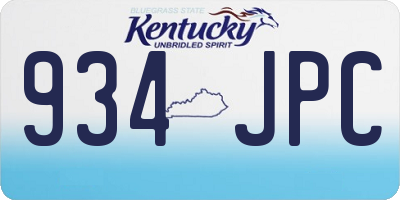 KY license plate 934JPC