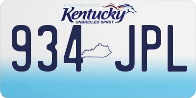 KY license plate 934JPL