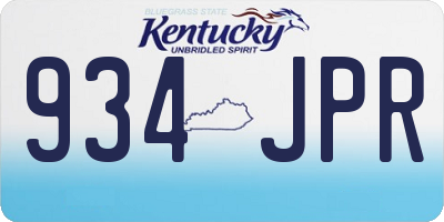 KY license plate 934JPR