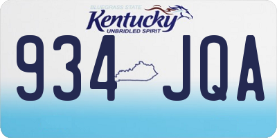 KY license plate 934JQA