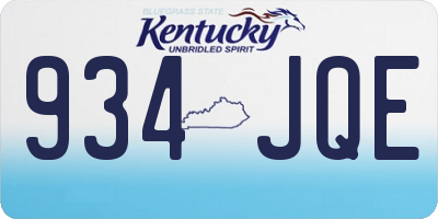 KY license plate 934JQE