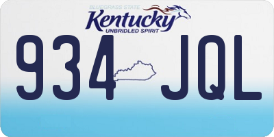 KY license plate 934JQL