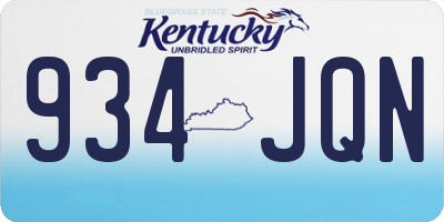 KY license plate 934JQN