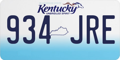 KY license plate 934JRE