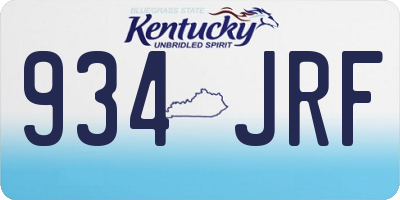KY license plate 934JRF