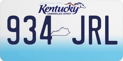 KY license plate 934JRL