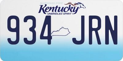 KY license plate 934JRN