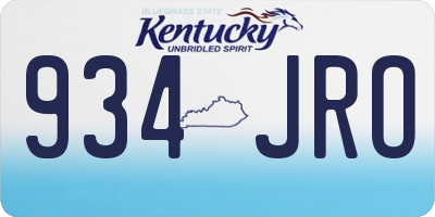 KY license plate 934JRO