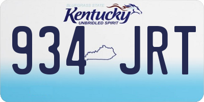 KY license plate 934JRT