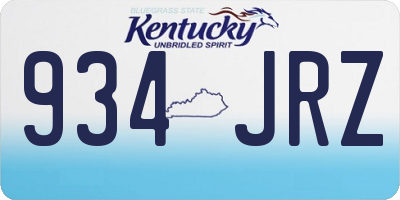 KY license plate 934JRZ