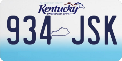 KY license plate 934JSK