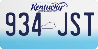 KY license plate 934JST