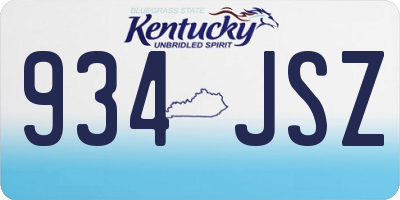 KY license plate 934JSZ