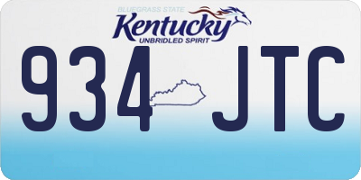 KY license plate 934JTC