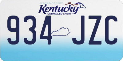 KY license plate 934JZC